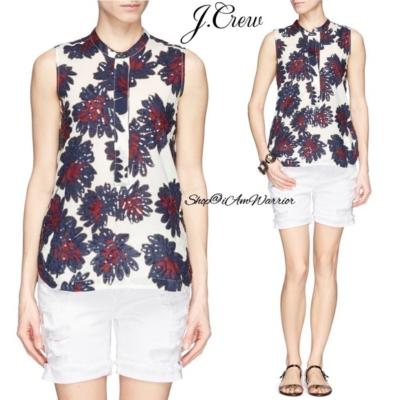 J.Crew 2 piece cotton voile sequin firework sleeveless top + pull on jogger - Picture 6 of 16